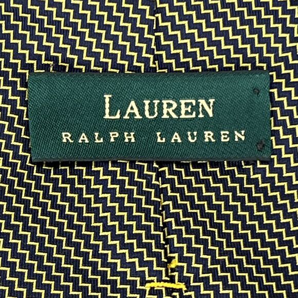 VTG Ralph Lauren 100% Silk Tie Gold Black Zig Zag Handmade USA Repp Necktie Prom - Picture 4 of 10